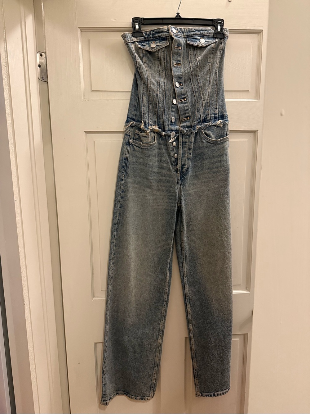 Zara Blue Denim Corset Jumpsuit